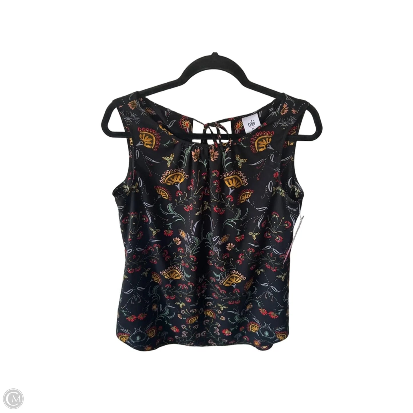 Blouse Sleeveless By Cabi In Black & Gold, Size: M