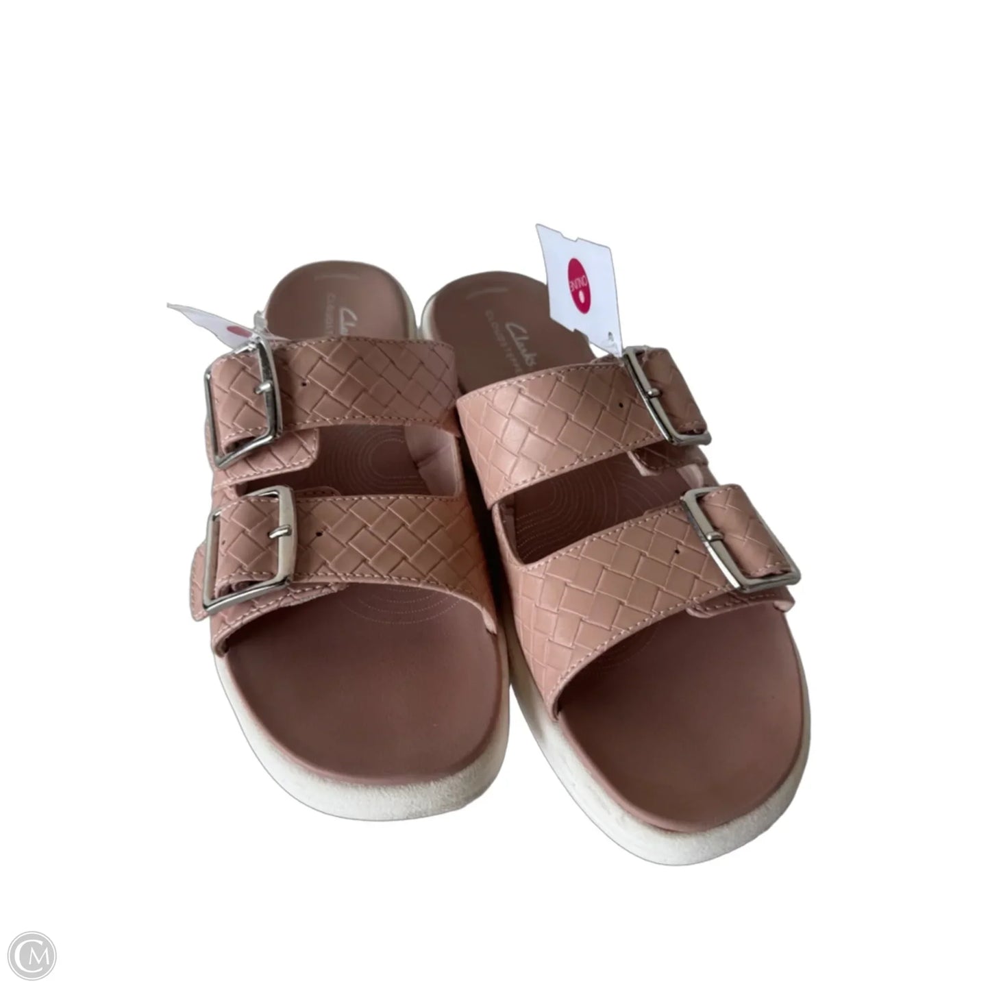Sandals Heels Wedge By Clarks In Pink & Silver, Size: 9