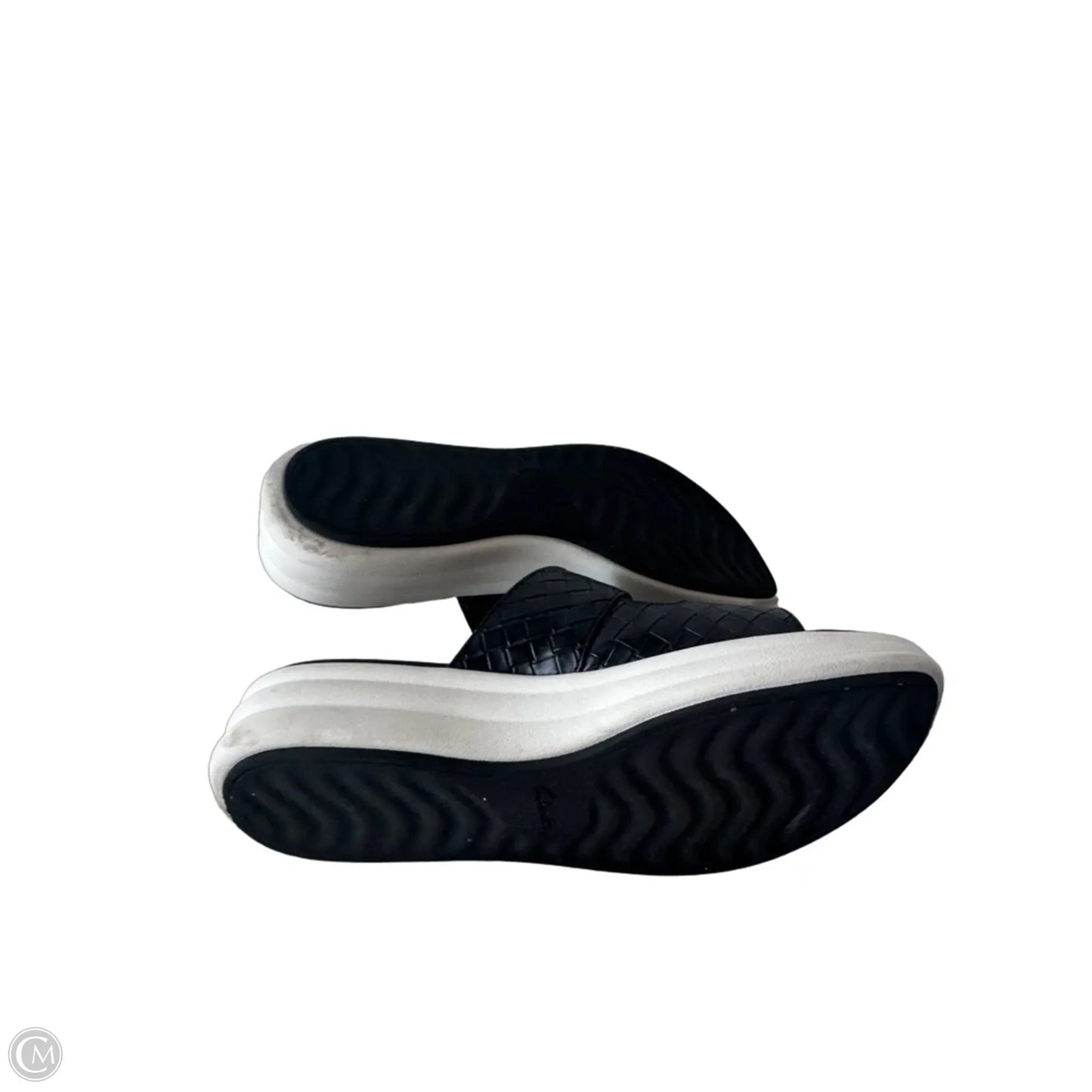 Sandals Heels Wedge By Clarks In Black & Silver, Size: 9