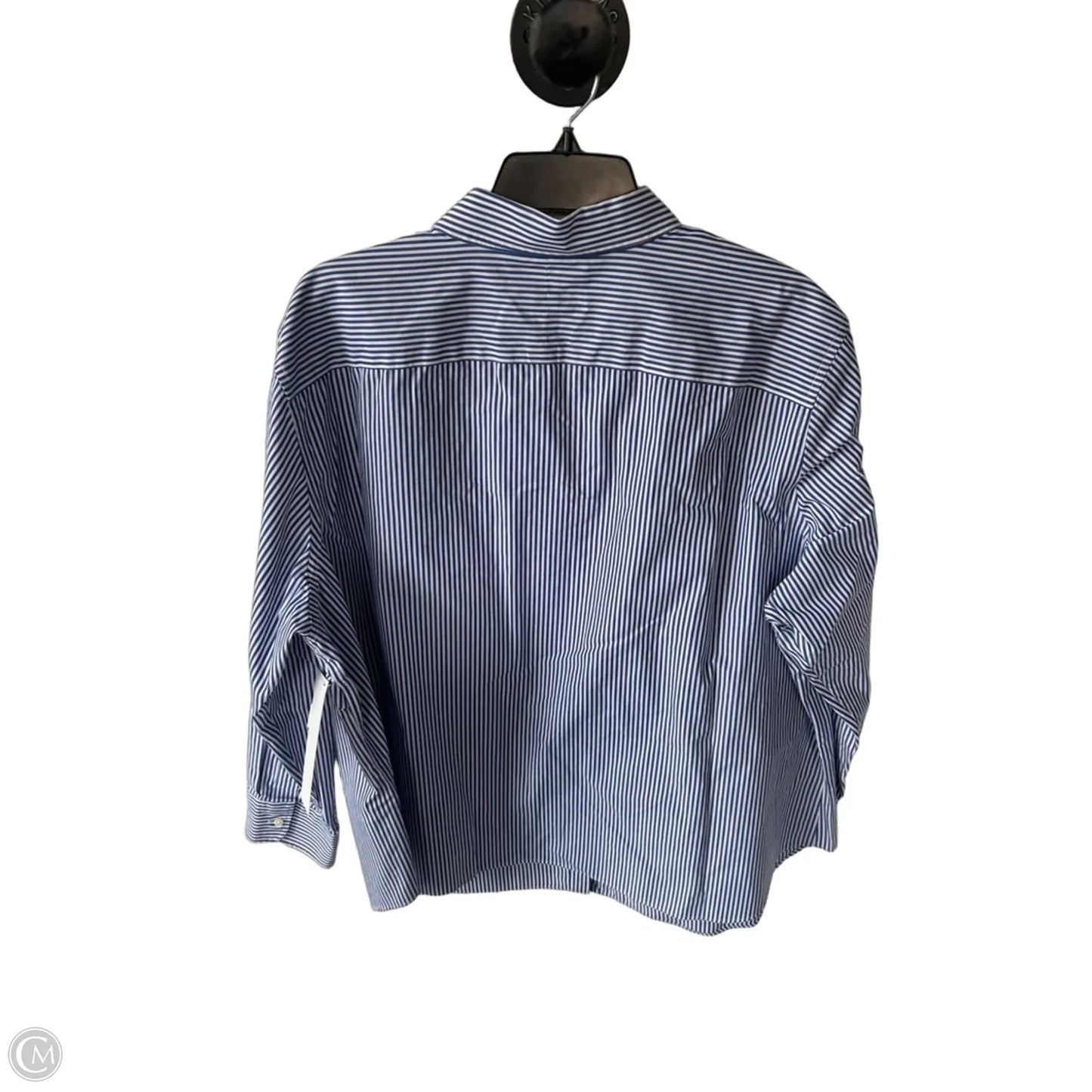 Blouse Long Sleeve By Lauren By Ralph Lauren In Blue & White, Size: 3x