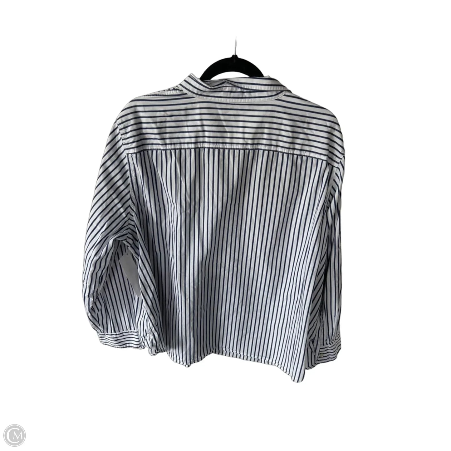 Blouse Long Sleeve By Lauren By Ralph Lauren In Blue & White, Size: 3x