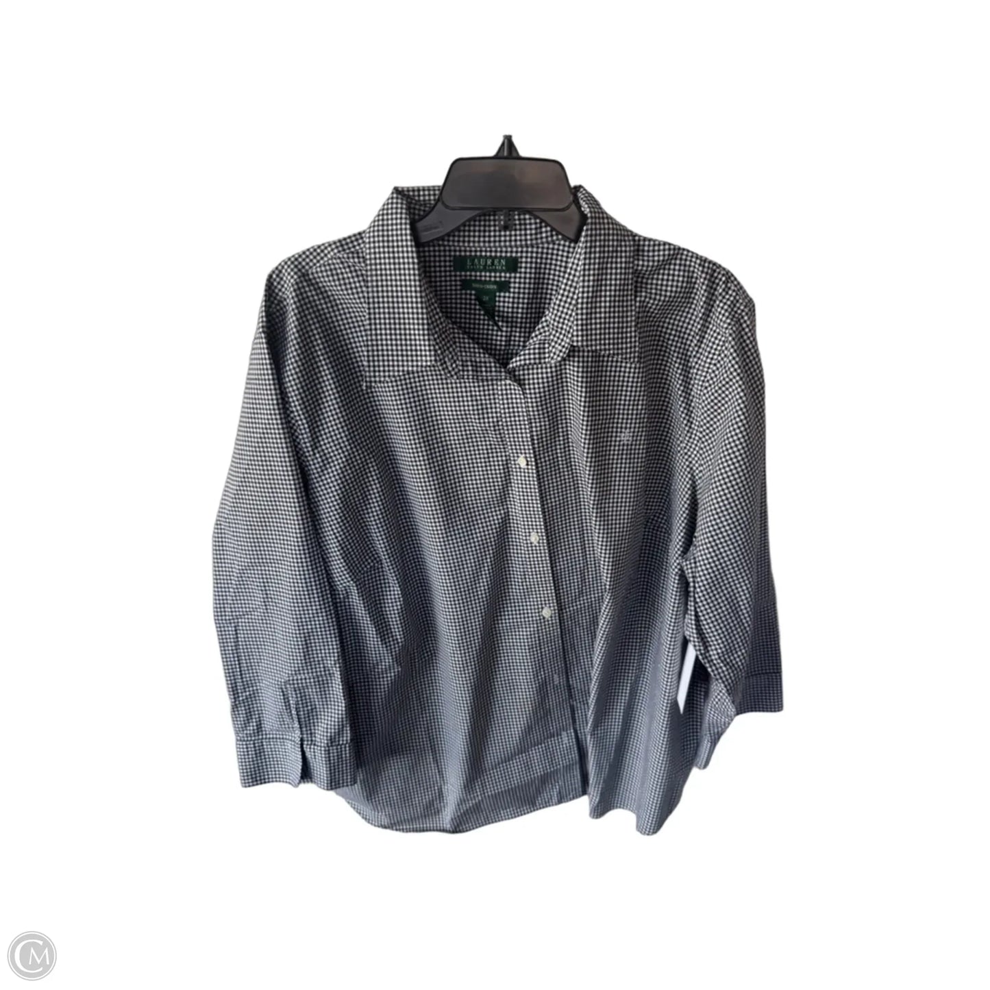 Blouse Long Sleeve By Lauren By Ralph Lauren In Black & White, Size: 3x