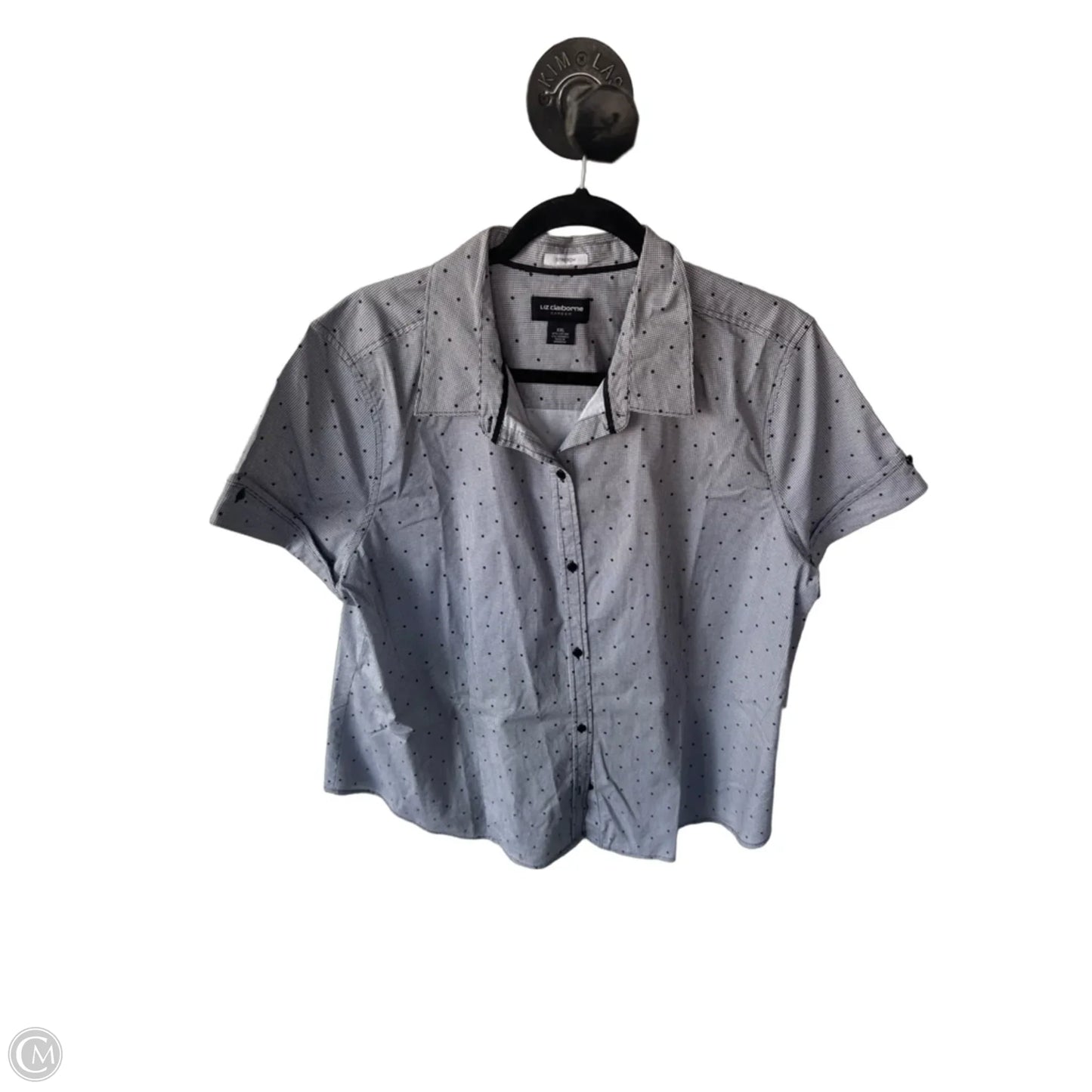 Blouse Short Sleeve By Liz Claiborne In Black & White, Size: Xxl