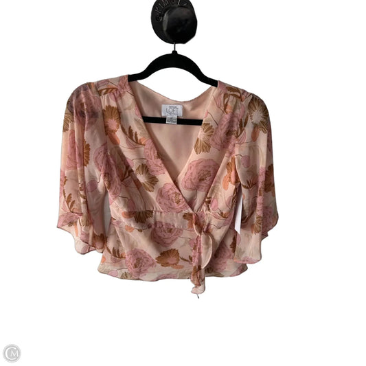 Blouse 3/4 Sleeve By Loft In Purple & Tan, Size: Xsp