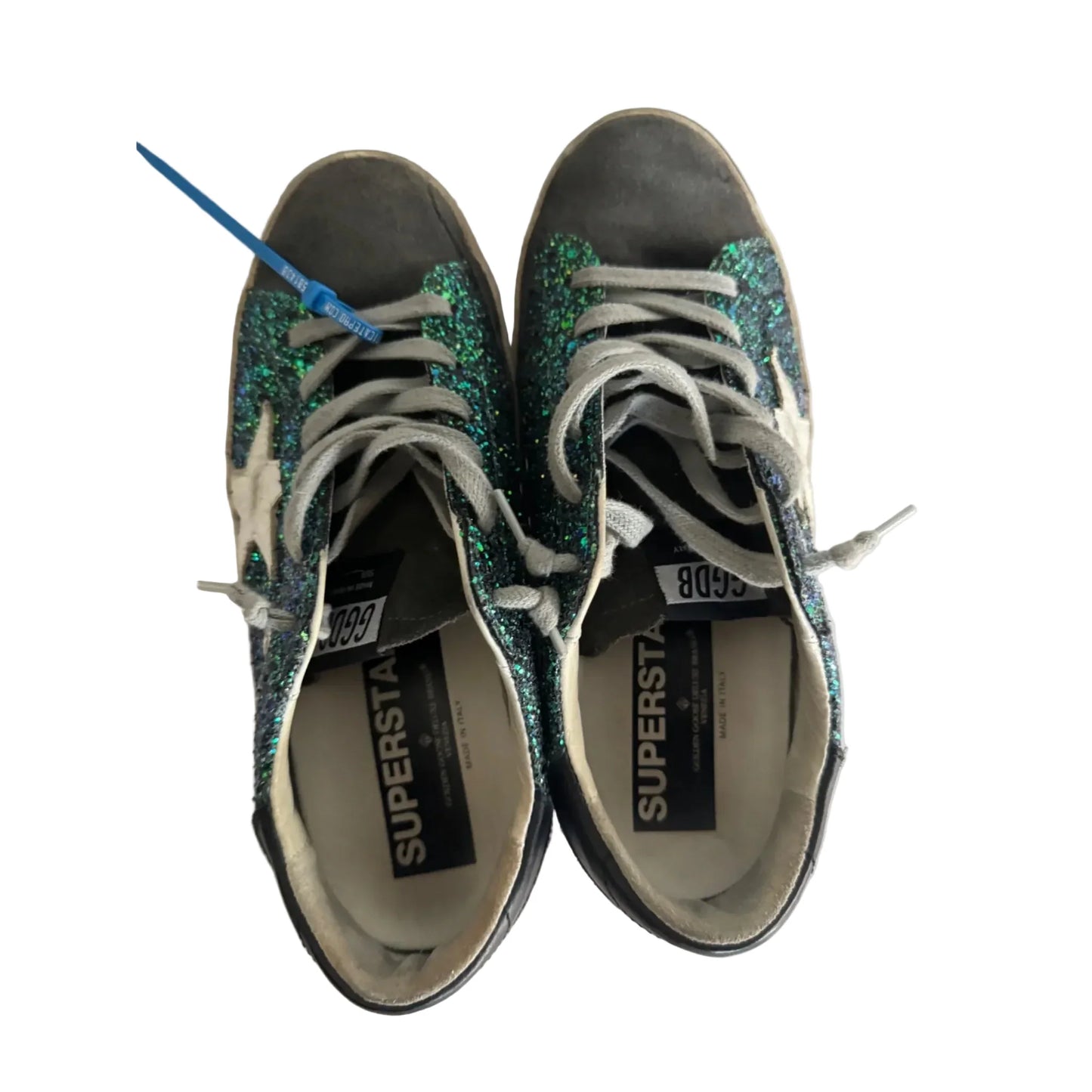 Shoes Luxury Designer By Golden Goose In Green & Grey, Size: 7.5