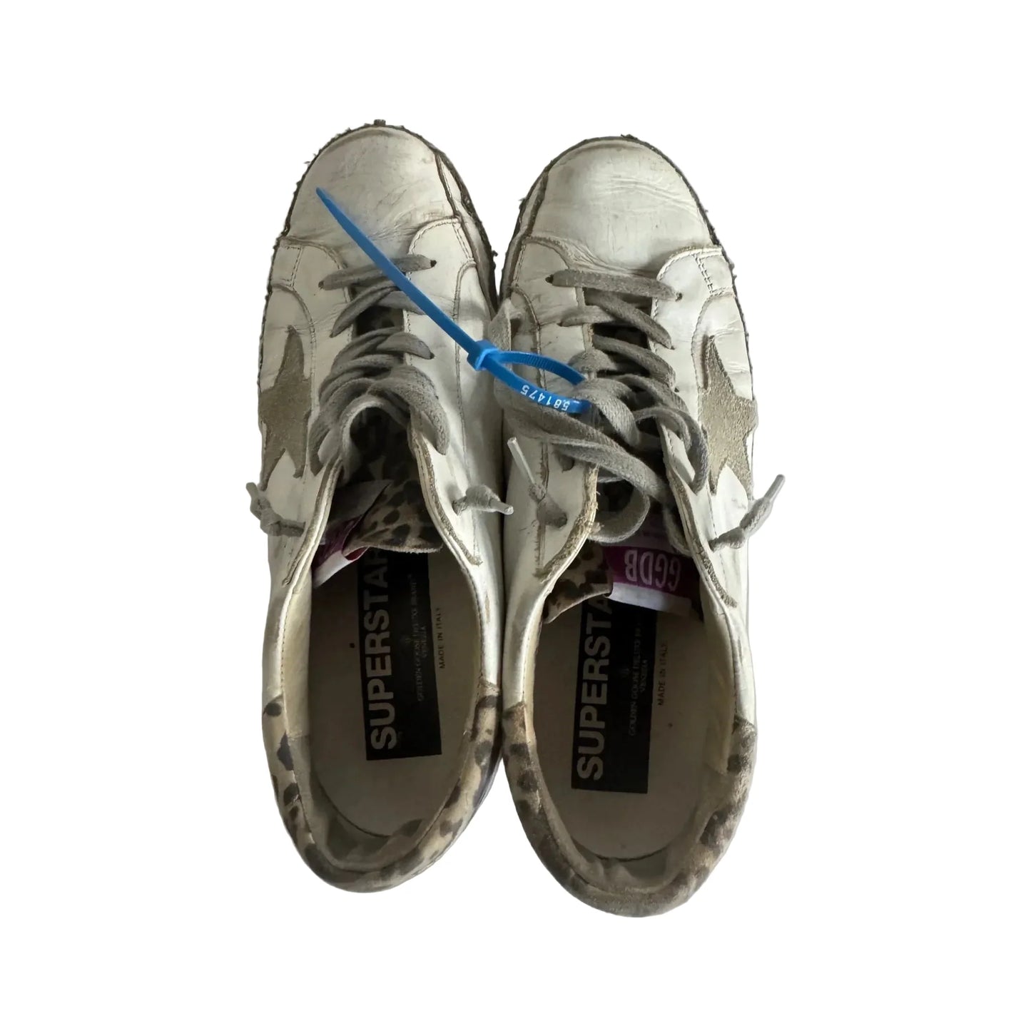 Shoes Luxury Designer By Golden Goose In Grey & White, Size: 7.5