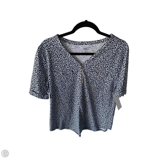 Top Short Sleeve By Croft And Barrow In Blue & White, Size: M
