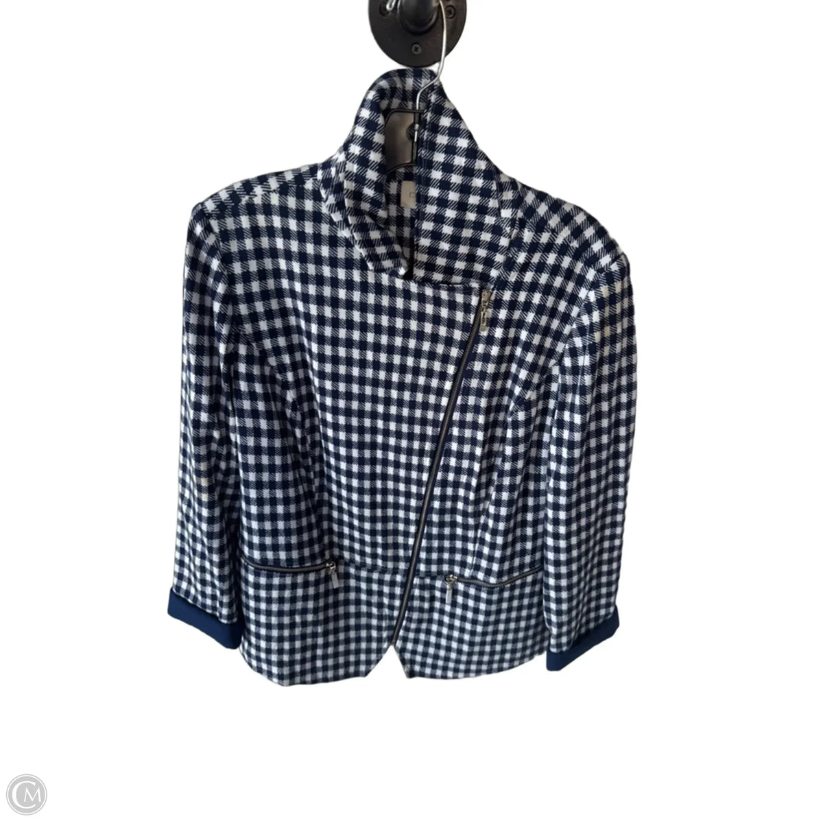 Blazer By Chicos In Blue & White, Size: M