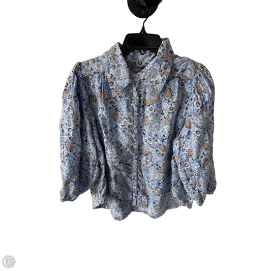Top 3/4 Sleeve By Free People In Blue & White, Size: L