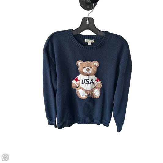 Sweater By Mighty Fine In Blue & Tan, Size: L