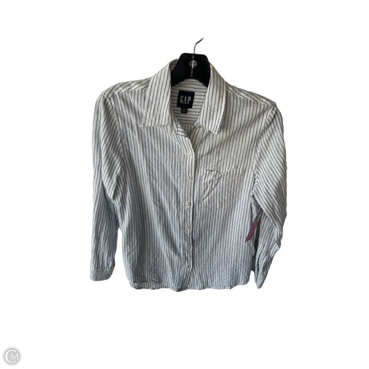 Blouse Long Sleeve By Gap In Blue & White, Size: Xs