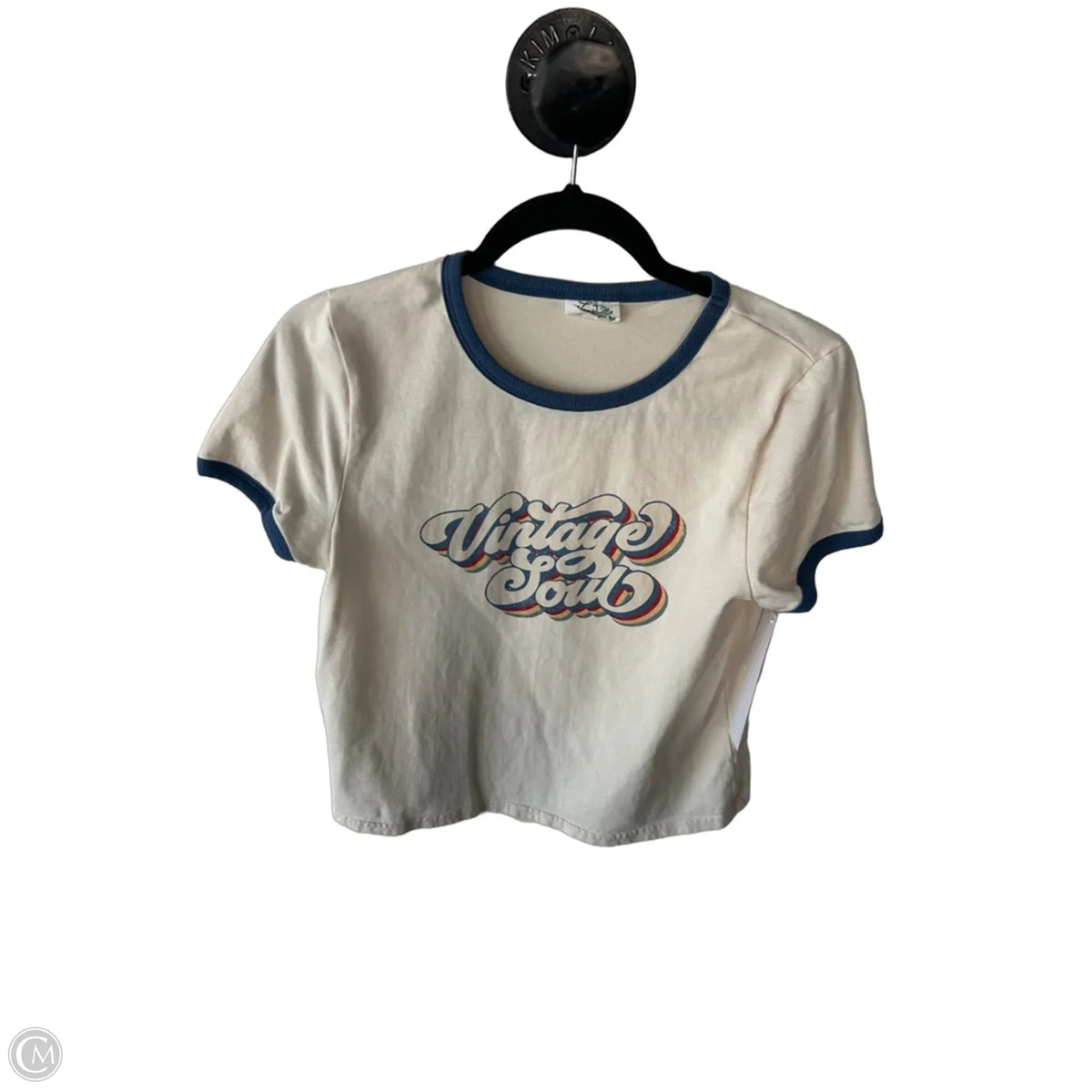 Top Short Sleeve Basic By Clothes Mentor In Blue & Cream, Size: S