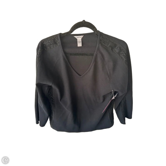 Top 3/4 Sleeve By Calvin Klein In Black, Size: L