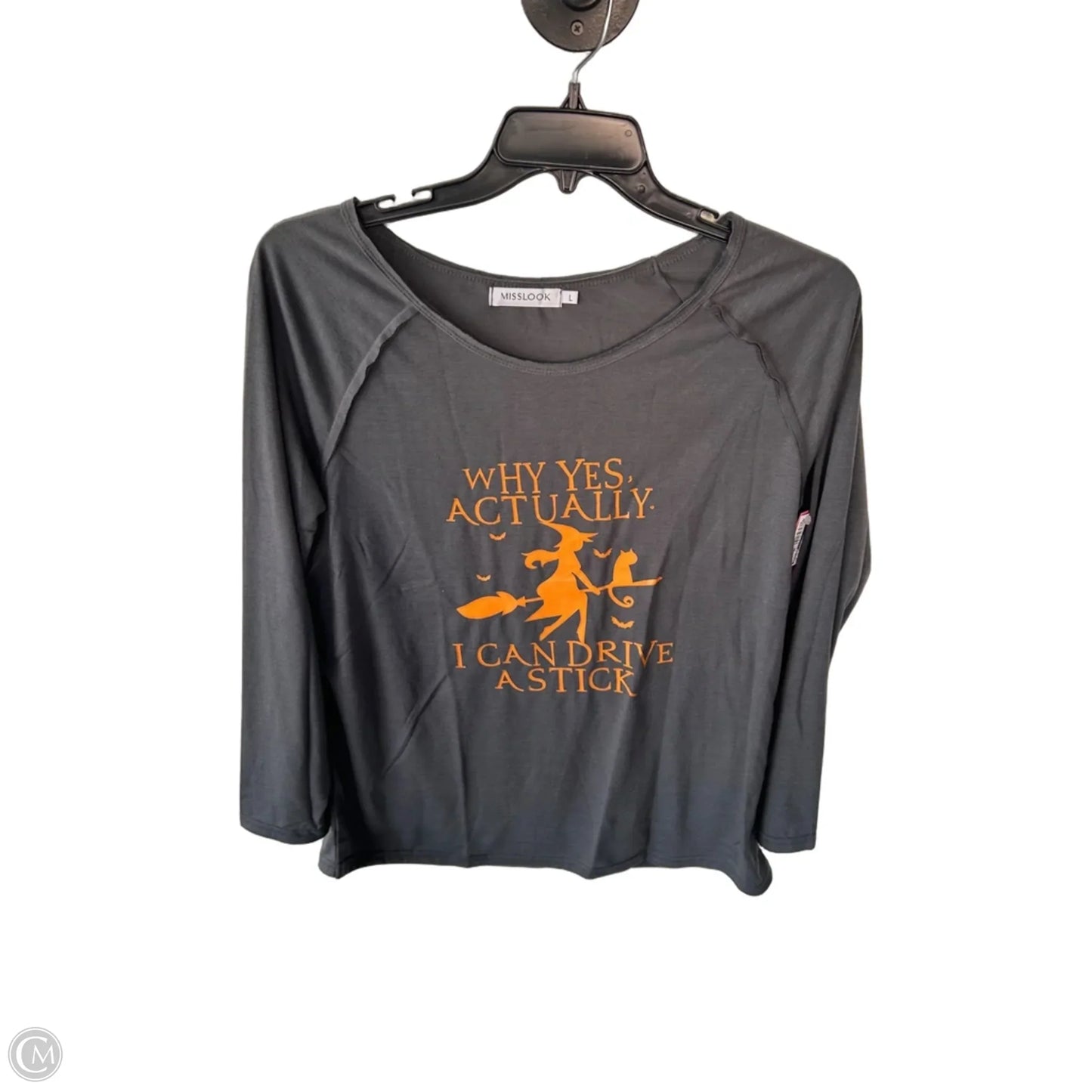 Top Long Sleeve Basic By Misslook In Grey & Orange, Size: L