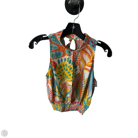 Blouse Sleeveless By Christian Siriano In Orange & Yellow, Size: L