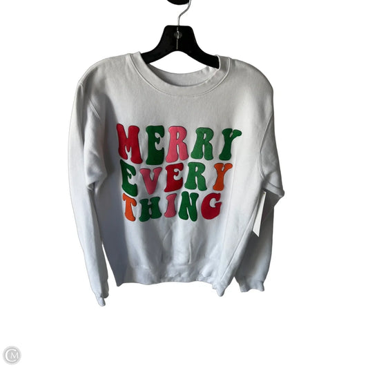 Sweatshirt Crewneck By Clothes Mentor In Green & White, Size: S