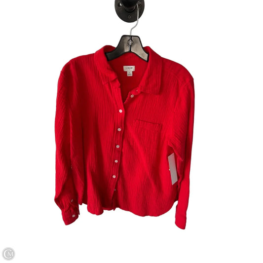 Blouse Long Sleeve By J. Crew In Red, Size: L