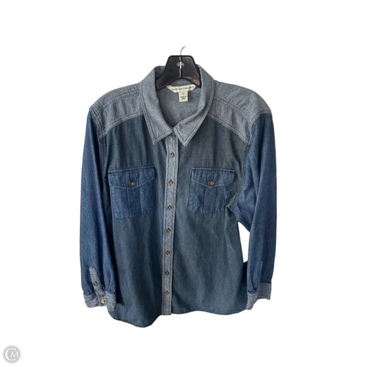 Blouse Long Sleeve By Jones New York In Blue Denim, Size: 2x