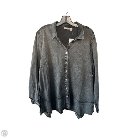 Blouse Long Sleeve By Logo In Grey, Size: Xl