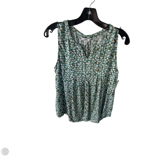 Top Sleeveless By Croft And Barrow In Green & White, Size: M