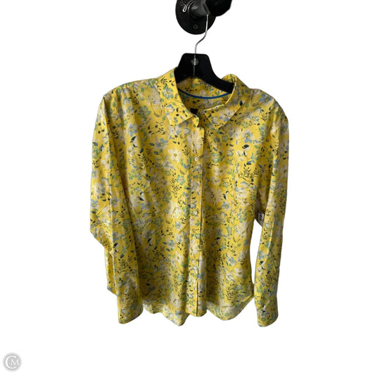 Blouse Long Sleeve By Talbots In Yellow, Size: L