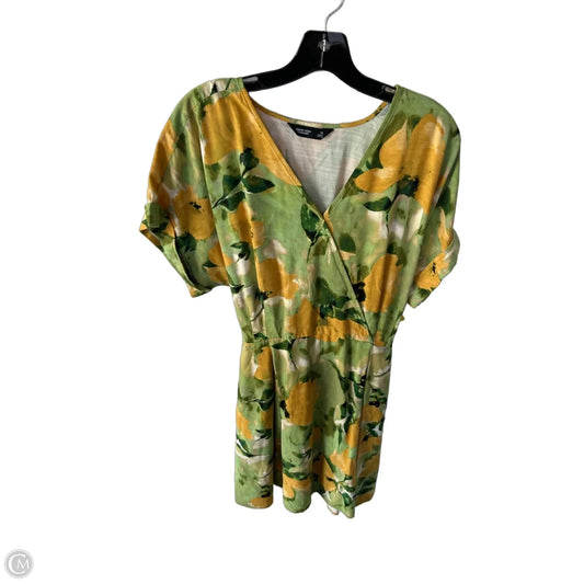 Dress Casual Short By Simply Vera In Green & Yellow, Size: Xl