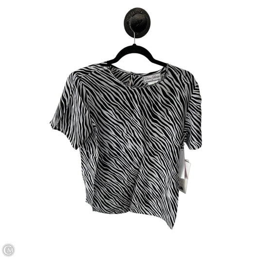 Blouse Short Sleeve By Diane Gilman In Black & White, Size: M