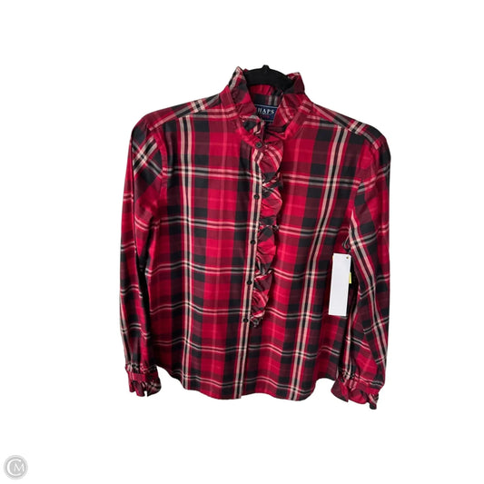 Blouse Long Sleeve By Chaps In Red & Tan, Size: M