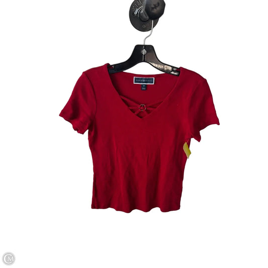 Top Short Sleeve By Karen Scott In Red & Silver, Size: Xs