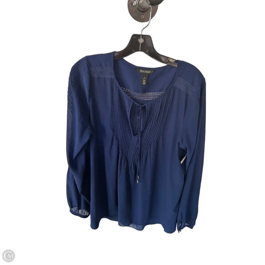 Blouse Long Sleeve By White House Black Market In Navy, Size: L