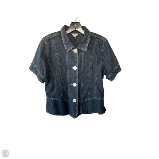 Jacket Shirt By Christopher And Banks In Blue Denim, Size: M