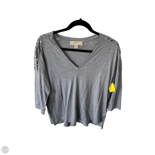 Top 3/4 Sleeve By Michael By Michael Kors In Grey & Silver, Size: M