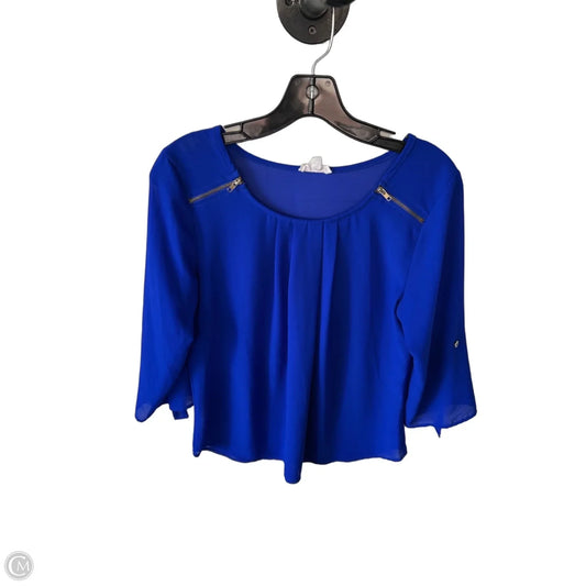 Blouse 3/4 Sleeve By Agaci In Blue & Gold, Size: M