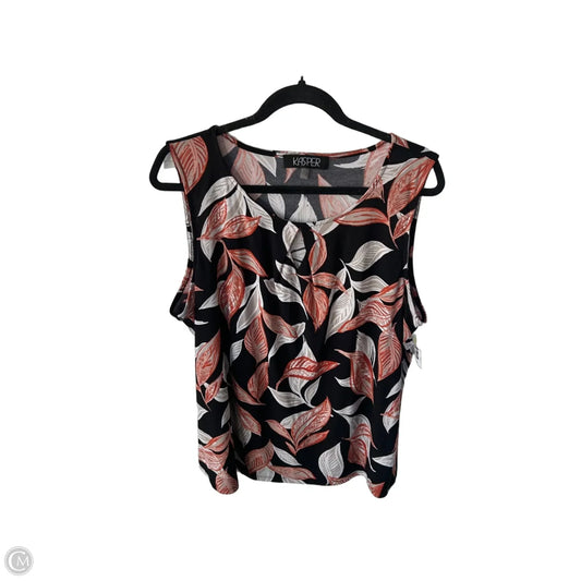 Blouse Sleeveless By Kasper In Black & Orange, Size: Xl