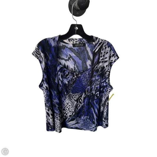 Blouse Sleeveless By Kasper In Black & Blue, Size: 1x