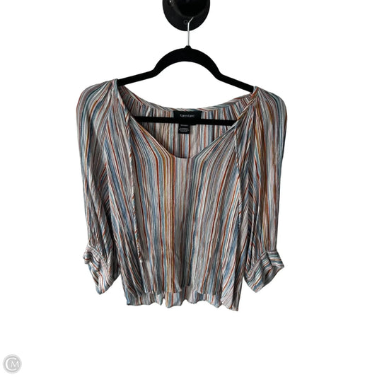 Blouse 3/4 Sleeve By Karen Kane In Blue & Orange, Size: S