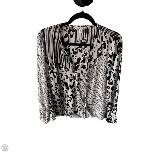 Blouse Long Sleeve By Cabi In Black & Brown, Size: M