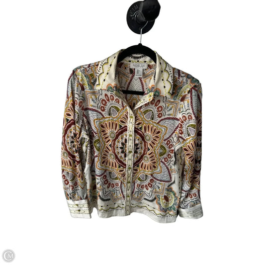 Blouse Long Sleeve By Rachel Zoe In Cream & Orange, Size: S