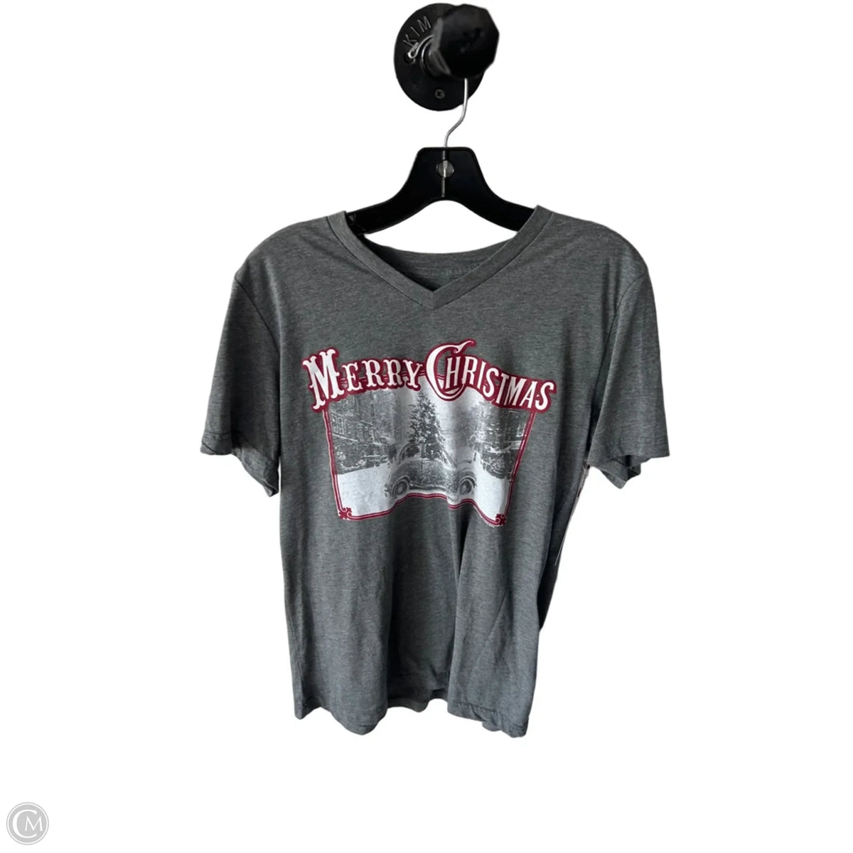 Top Short Sleeve Basic By Clothes Mentor In Grey & Red, Size: M