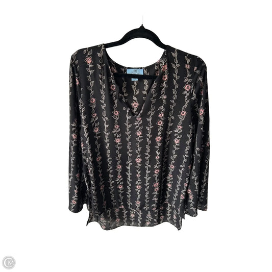 Blouse Long Sleeve By Cece In Black & Cream, Size: S