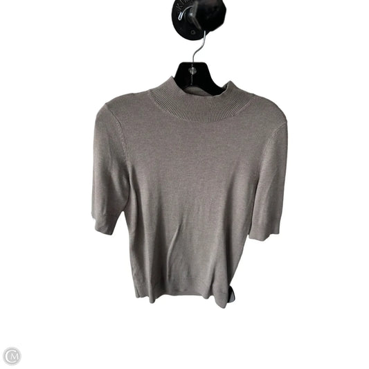 Sweater Short Sleeve By Ann Taylor In Brown & Grey, Size: S
