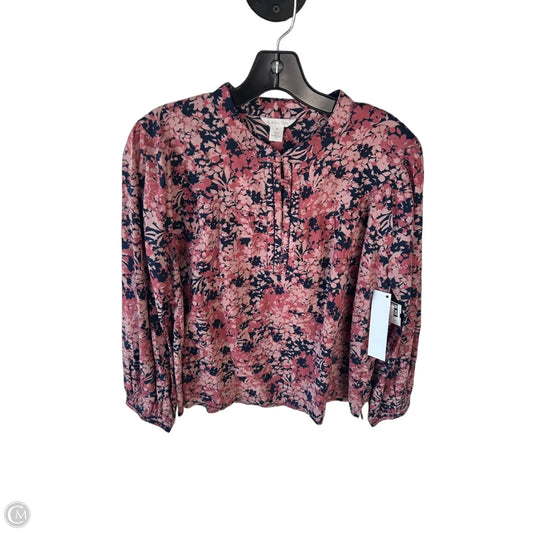 Blouse Long Sleeve By Caslon In Blue & Pink, Size: M