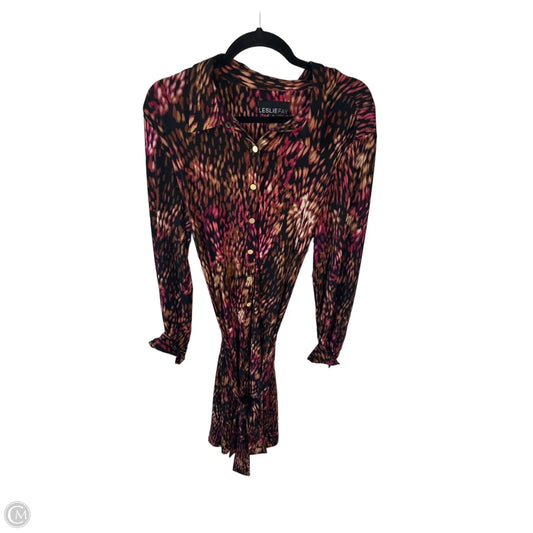 Dress Casual Midi By Leslie Fay In Black & Tan, Size: 1x