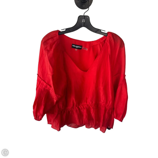 Blouse Designer By Karl Lagerfeld In Orange, Size: L