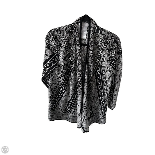 Sweater Cardigan By Chicos In Black & White, Size: S