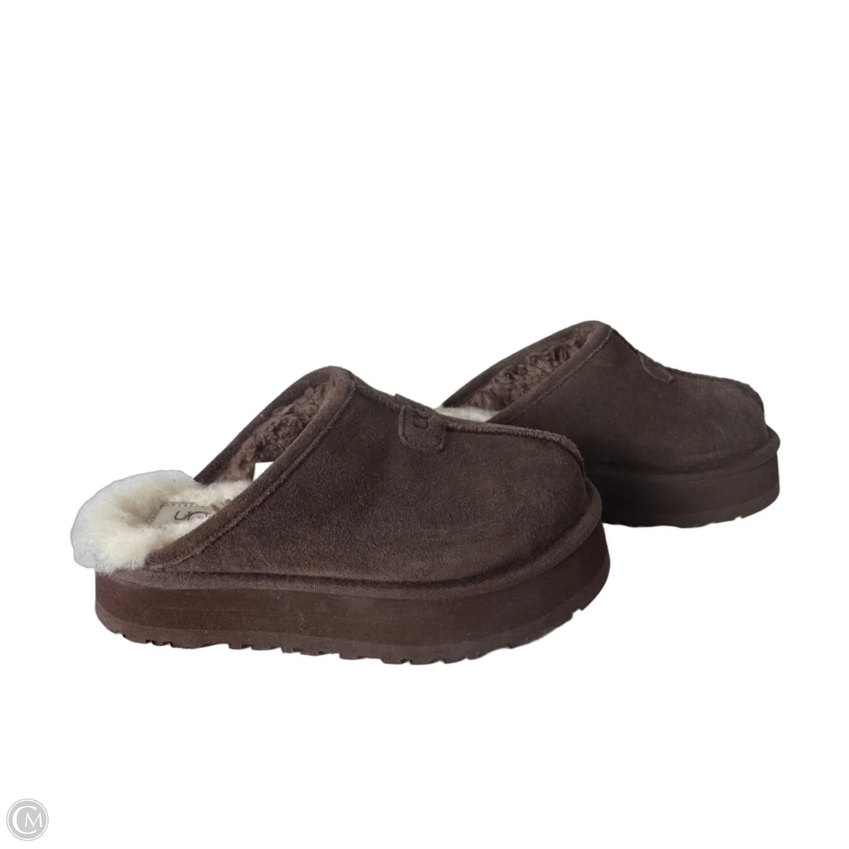 Slippers Designer By Ugg In Brown, Size: 5