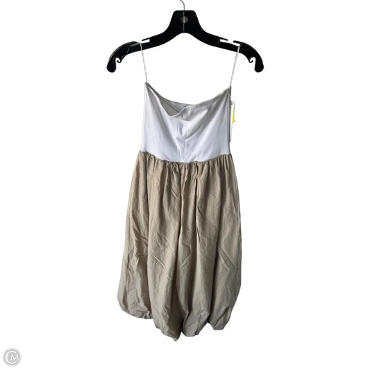 Dress Casual Midi By Zara In Tan & White, Size: M