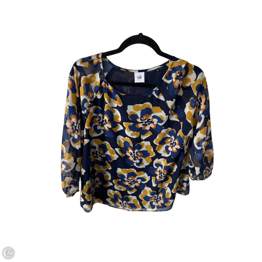 Blouse Long Sleeve By Cabi In Blue & Gold, Size: L