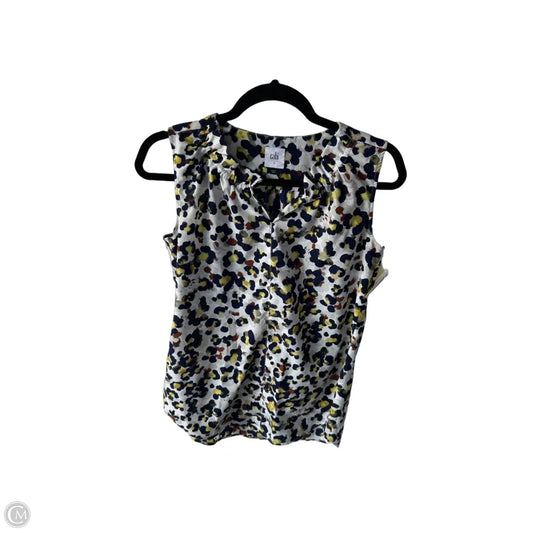 Blouse Sleeveless By Cabi In Blue & Yellow, Size: S