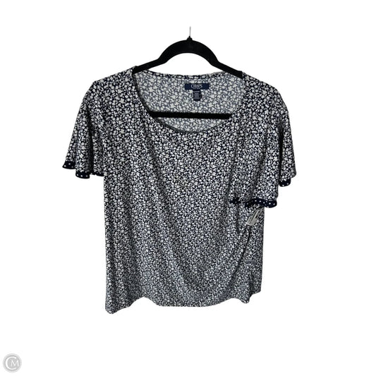 Top Short Sleeve By Chaps In Blue & White, Size: Xxl